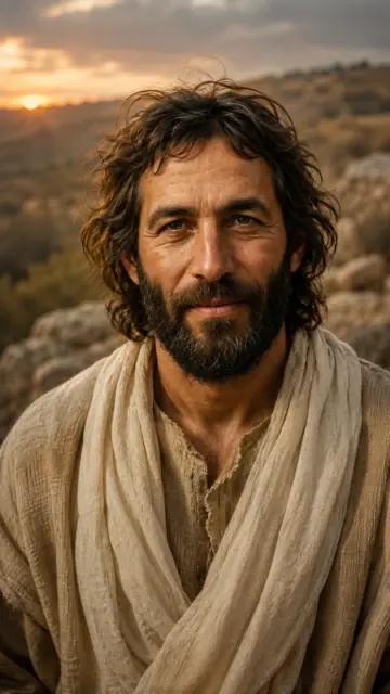 Portrait of Jesus Christ at sunset