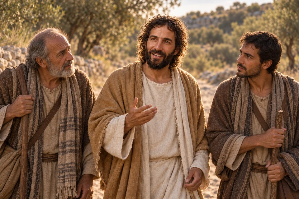 Jesus walks beside two listeners on a country road. Read how He opened the scriptures to the disciples traveling to Emmaus.