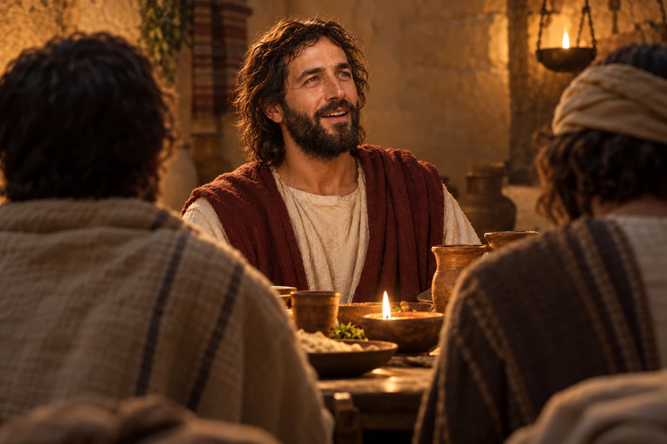 Jesus and His disciples sing together.