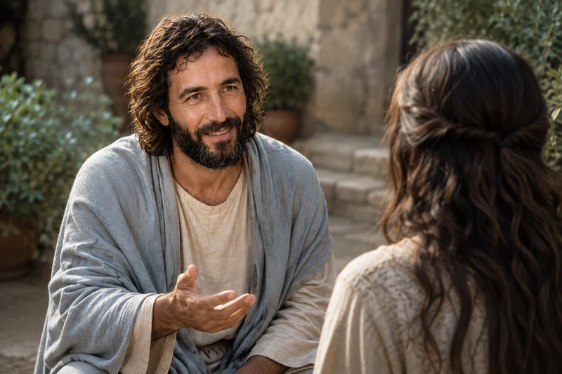 Jesus Christ speaking with an attentive listener