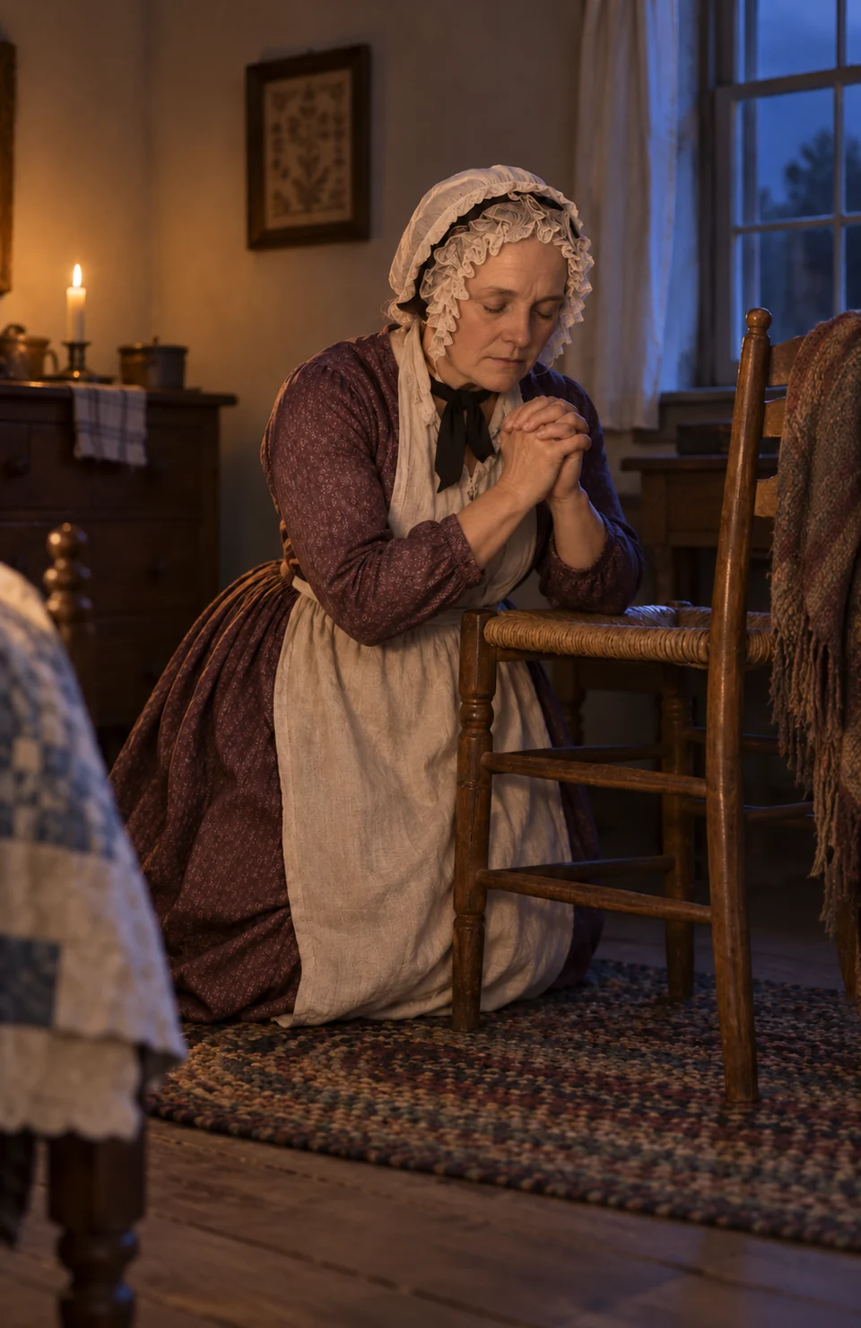 Lucy Mack Smith prays alone in the quiet hours before dawn.