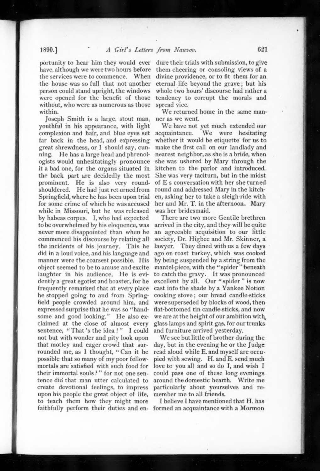 Charlotte Haven, A Girl’s Letters from Nauvoo, published December 1890, printed p. 621. The letter is dated January 1843; its autograph and editorial transmission have not been inspected.