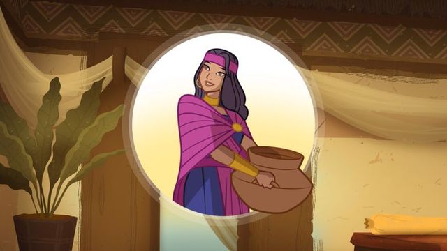 Official illustrated story preview of Abish holding a clay pot