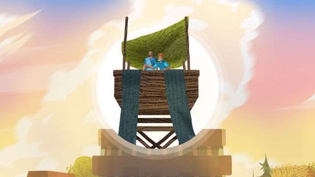 Official illustrated story preview of King Benjamin speaking from a tower
