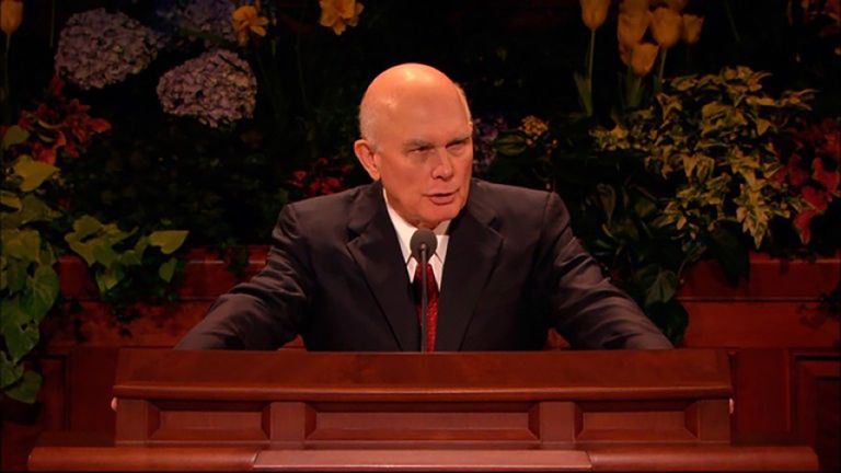 Elder Dallin H. Oaks speaking about divorce in April 2007