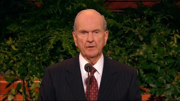 Elder Russell M. Nelson speaking in general conference
