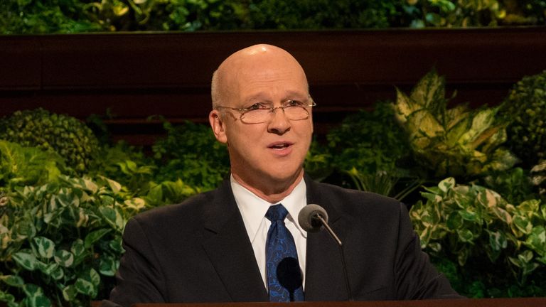 Weatherford T. Clayton speaking at general conference in April 2017