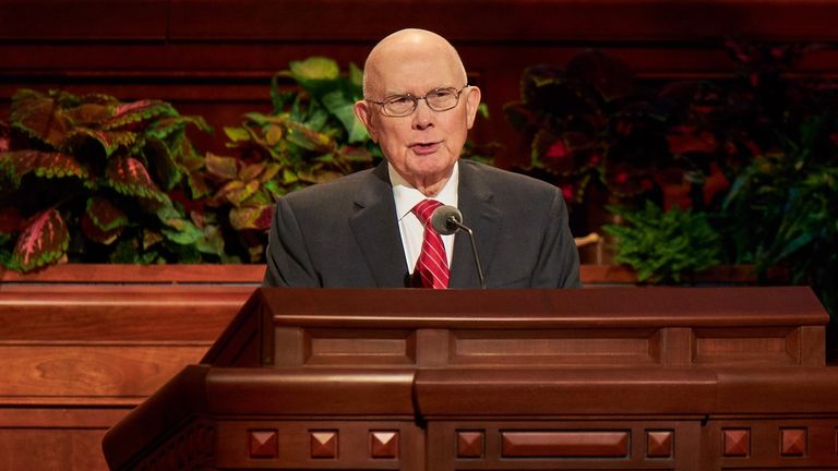 Dallin H. Oaks speaking at general conference in October 2019