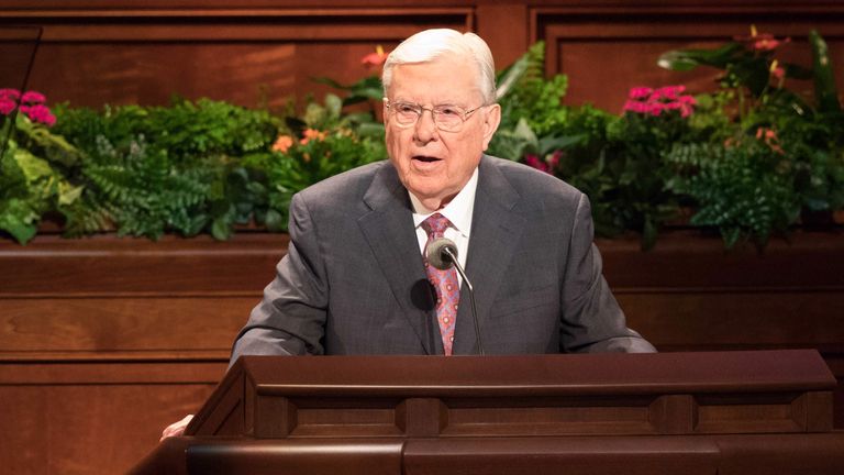 M. Russell Ballard speaking at general conference in October 2018