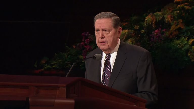 Elder Jeffrey R. Holland speaking during general conference