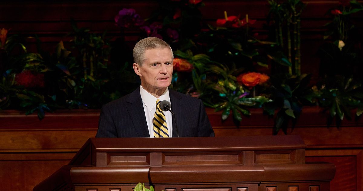 Elder David A. Bednar speaking at April 2024 general conference