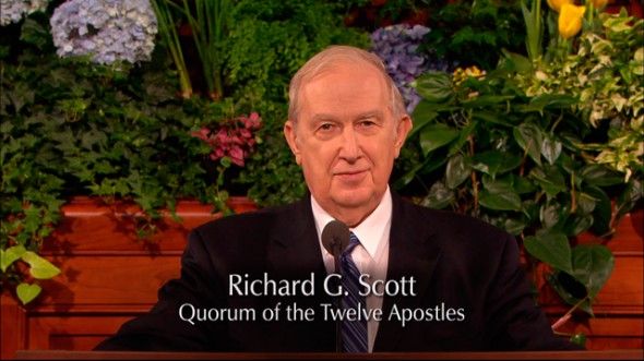 Elder Richard G. Scott speaking in general conference